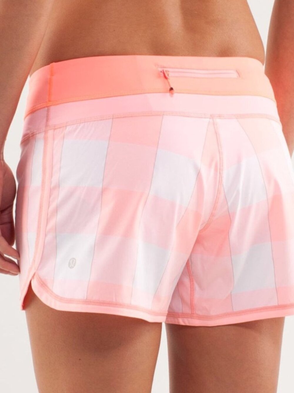 Lululemon Groovy Run Short Gros Gingham Bleached Coral Pop Orange 6